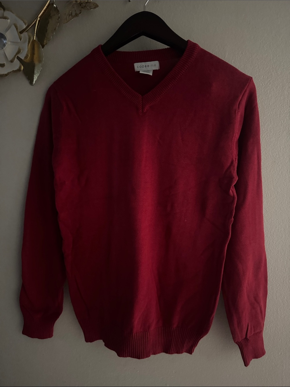 Cozee Me Men's V-Neck Maroon Sweater